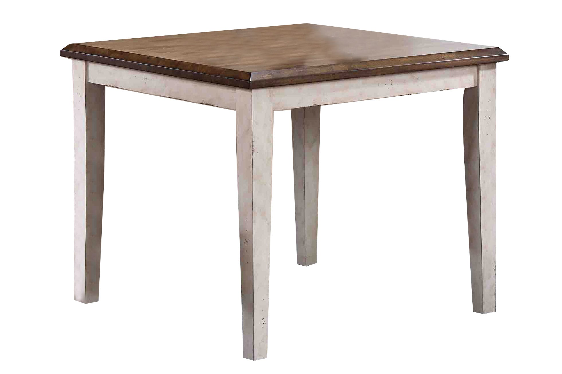 36" X 36" X 30" Walnut Antique White Finish Rubberwood Hardwood Square Table