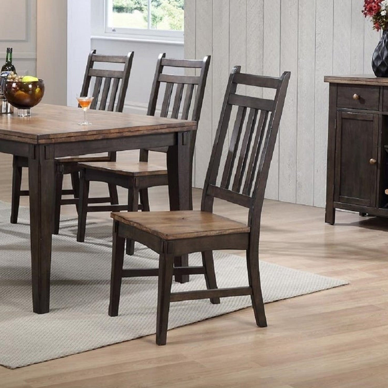 19" X 23.625" X 41.5" Two-Tone Hardwood Side Chair