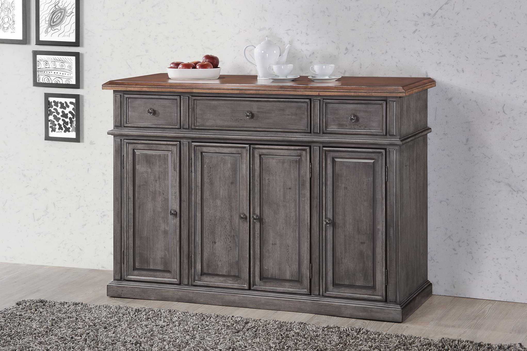 18" X 36" X 36" Storm Grey Maple Hardwood Server