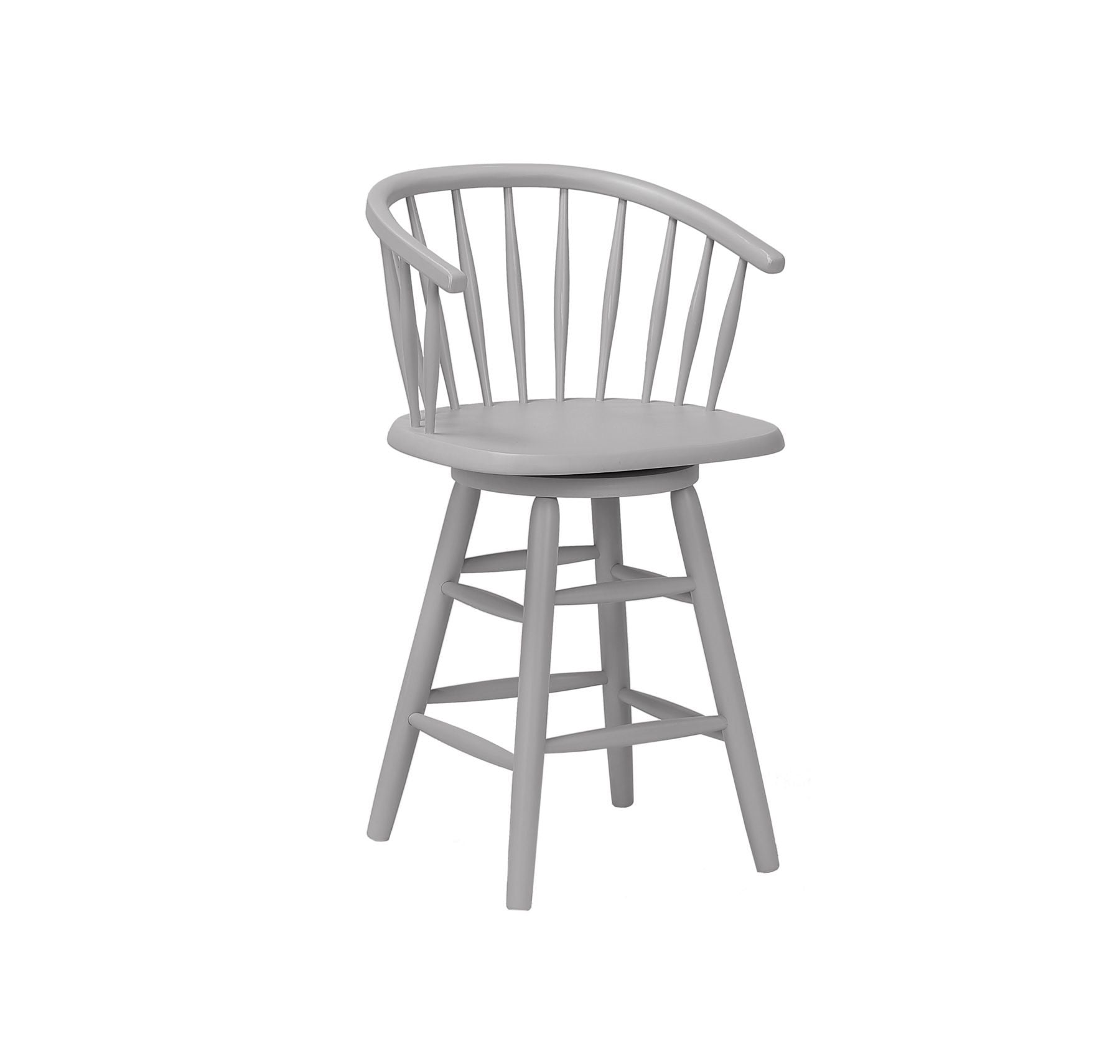 20" X 20" X 38" Grey Rub Distressed Rubberwood Bucket Swivel Barstool