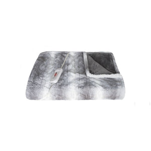 50" x 60" Grey & White Modern Contemporary Heated  Throw Blankets