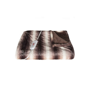50" x 60" Brown & White Modern Contemporary Heated  Throw Blankets