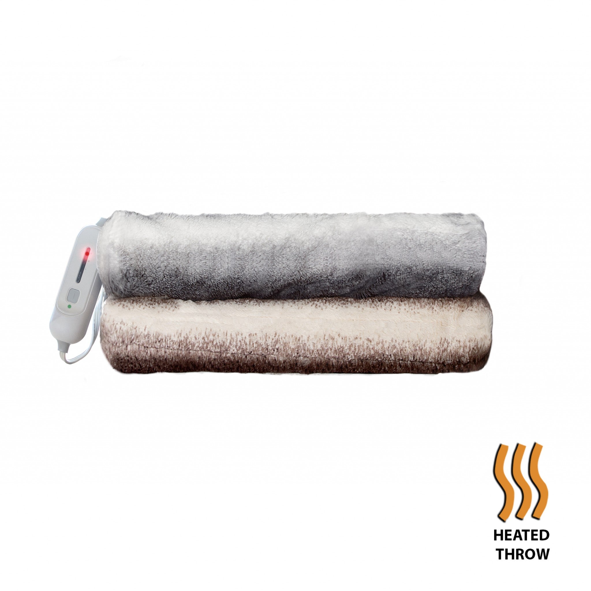 50" x 60" Brown & White Modern Contemporary Heated  Throw Blankets