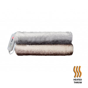 50" x 60" Brown & White Modern Contemporary Heated  Throw Blankets