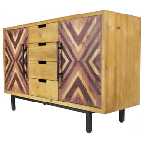 47.25" X 15.75" X 30" Brown MDF Contemporary Wooden Sideboard Cabinet