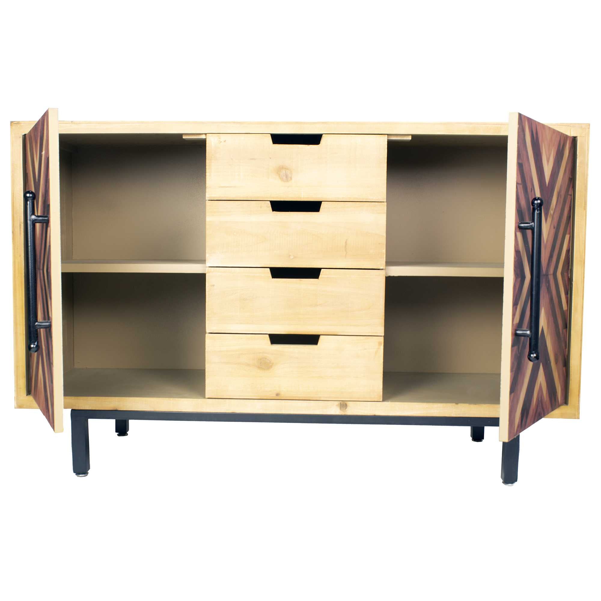 47.25" X 15.75" X 30" Brown MDF Contemporary Wooden Sideboard Cabinet