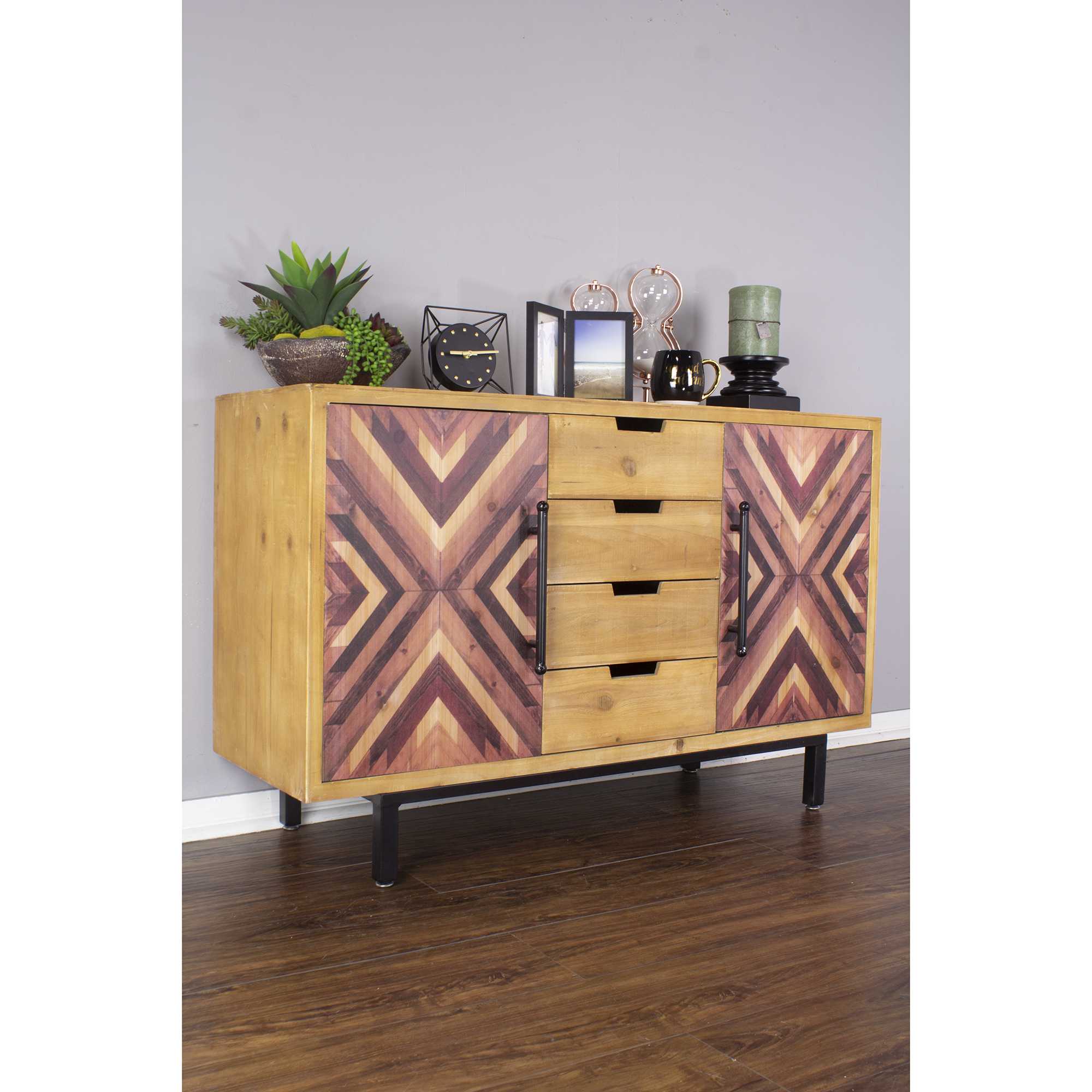 47.25" X 15.75" X 30" Brown MDF Contemporary Wooden Sideboard Cabinet