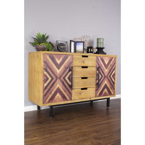 47.25" X 15.75" X 30" Brown MDF Contemporary Wooden Sideboard Cabinet