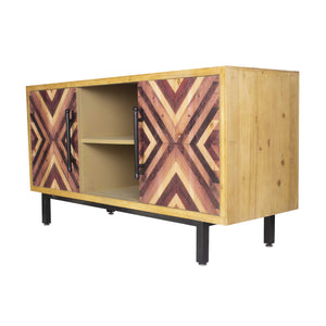 47.25" X 15.75" X 25.25" Brown MDF Contemporary Wooden Media Console Cabinet