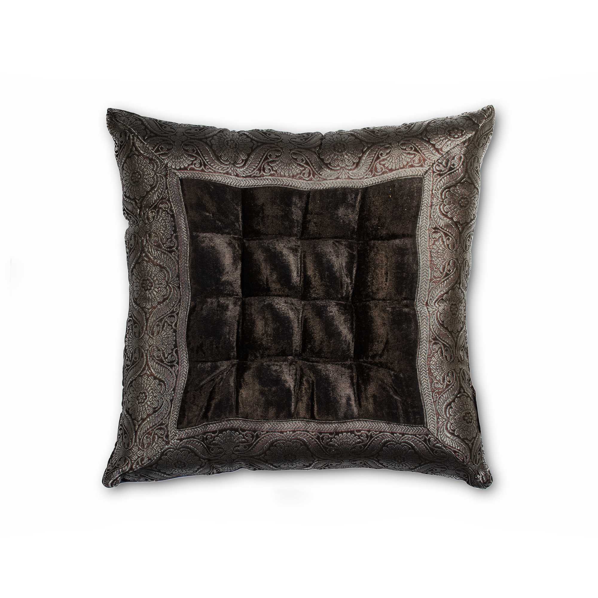 3" x 16" x 16" Silk Black with Platinum trim Pillow