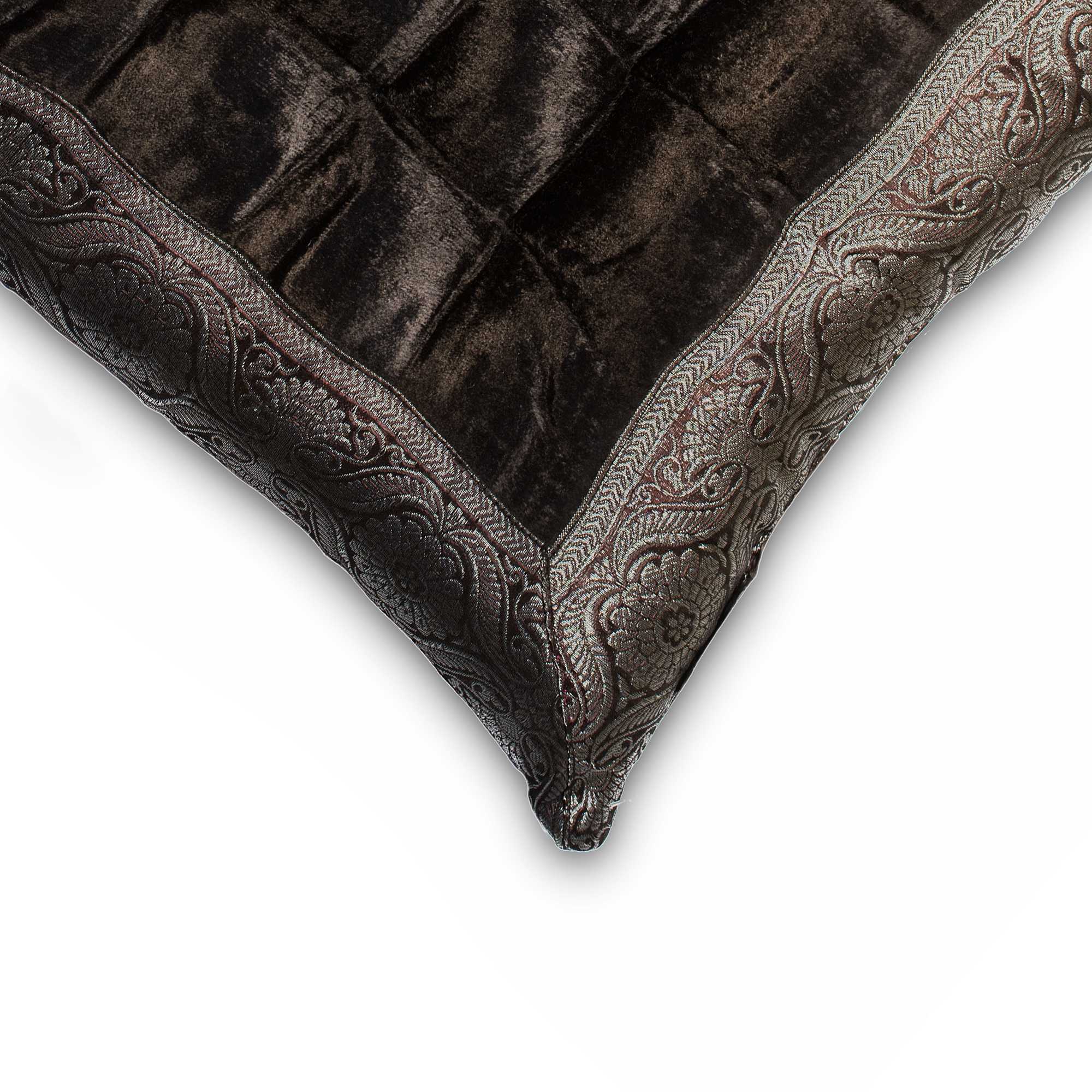 3" x 16" x 16" Silk Black with Platinum trim Pillow