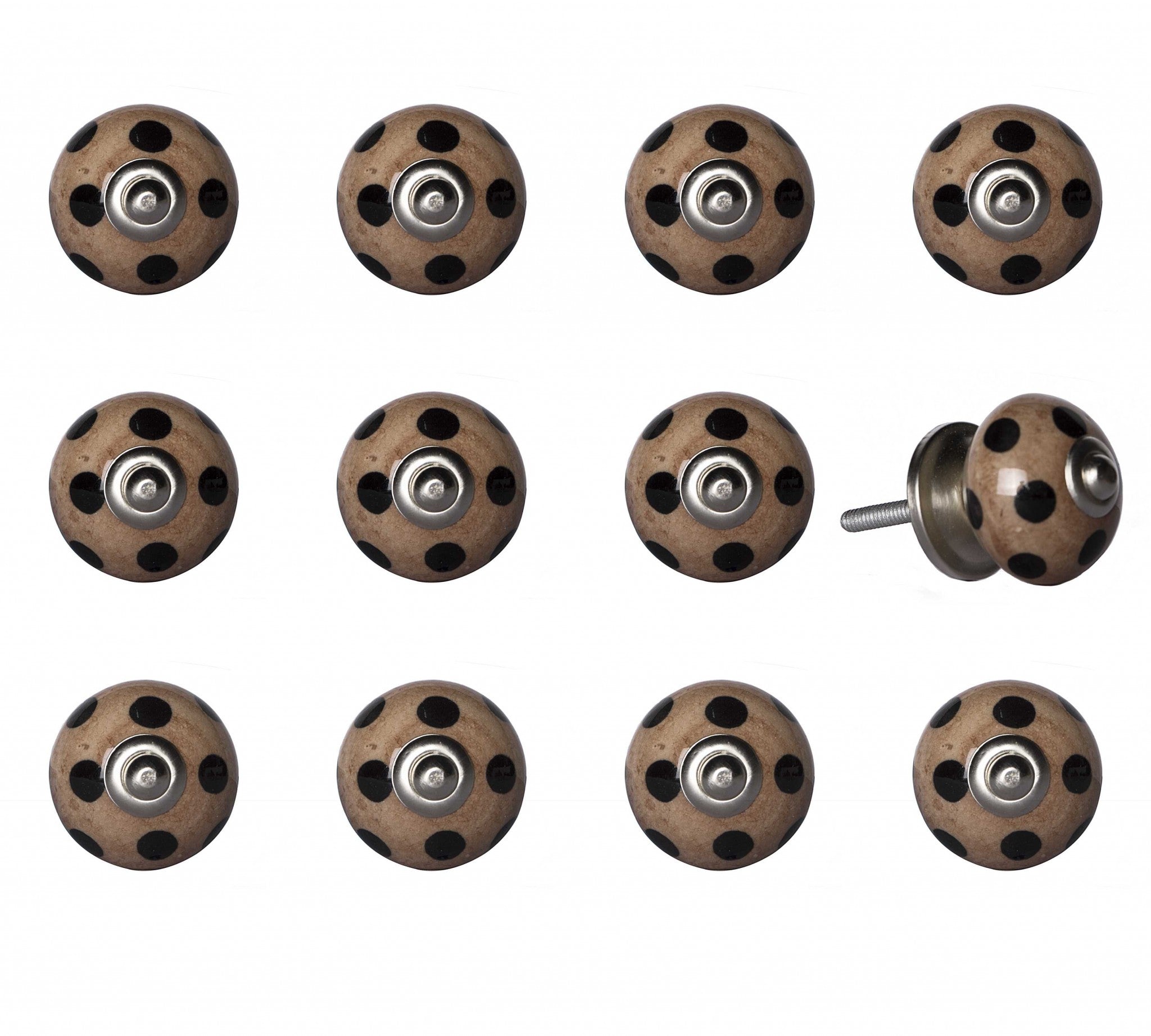 1.5" x 1.5" x 1.5" Ceramic/Metal Brown Black 12 Pack Knob