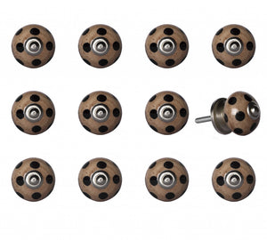 1.5" x 1.5" x 1.5" Ceramic/Metal Brown Black 12 Pack Knob