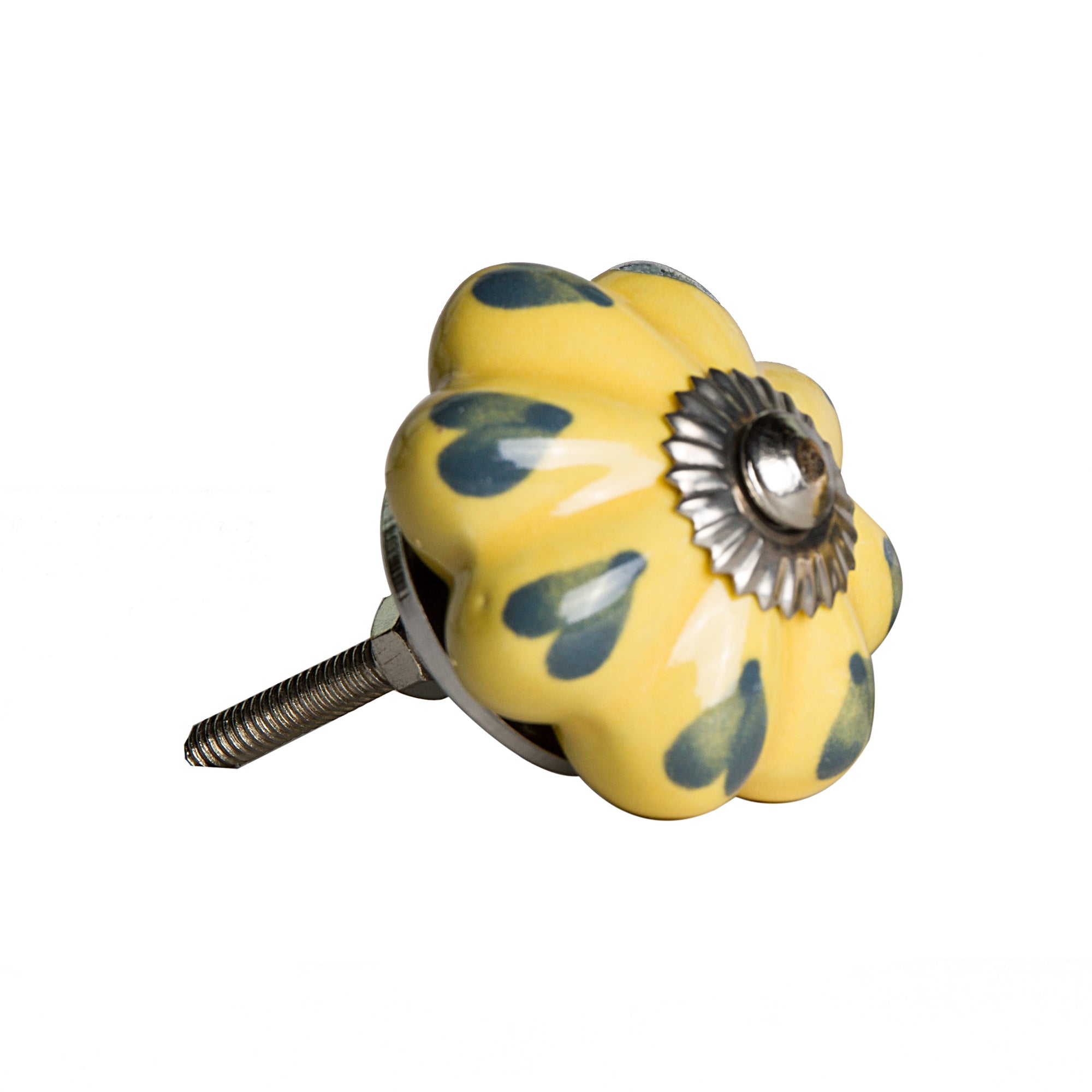 1.5" x 1.5" x 1.5" Ceramic/Metal Yellow & Green 12 Pack Knob
