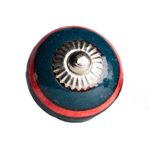 1.5" x 1.5" x 1.5" Ceramic/Metal Navy & Red 12 Pack Knob