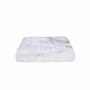 2" x 50" x 60" 100 Natural Rabbit Fur White Throw Blanket