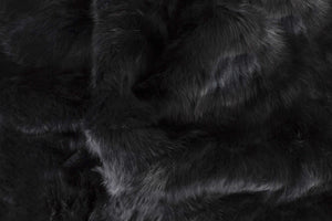 2" x 50" x 60" 100 Natural Rabbit Fur Black Throw Blanket