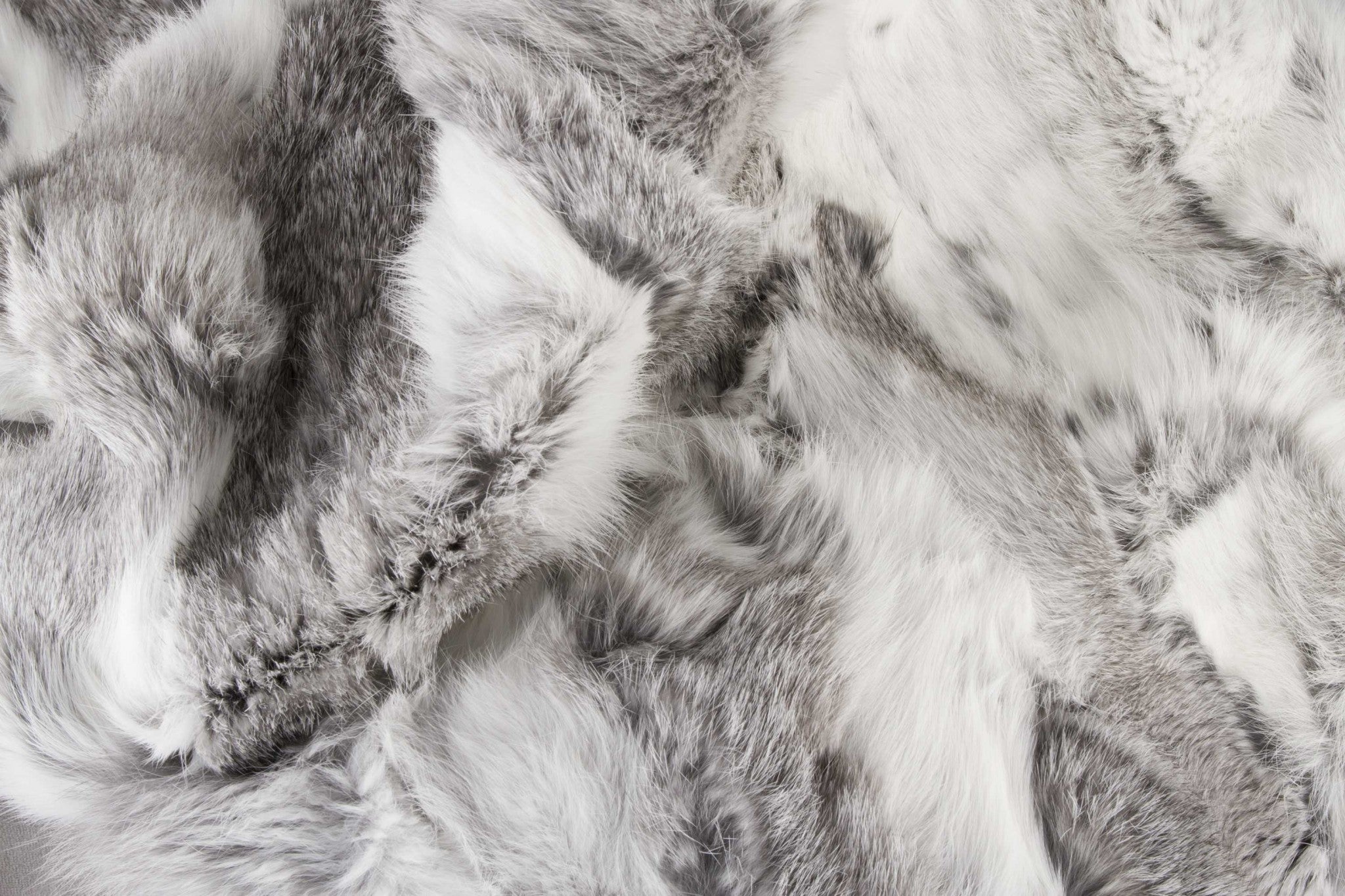 2" x 50" x 60" 100% Natural Rabbit Fur Grey Throw Blanket