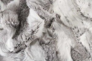 2" x 50" x 60" 100% Natural Rabbit Fur Grey Throw Blanket