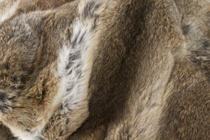 2" x 50" x 60" 100 Natural Rabbit Fur Hazelnut Throw Blanket