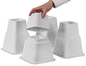 3" 5" or 8" White Adjustable Bed Risers or Furniture Legs Set of 4