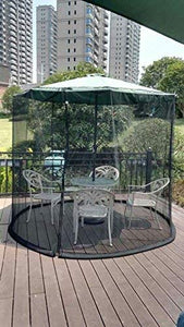 9" Mesh Black, Patio Umbrella, Bug Screen Mosquito Net, Canopy Curtains Adjustable Enclosure