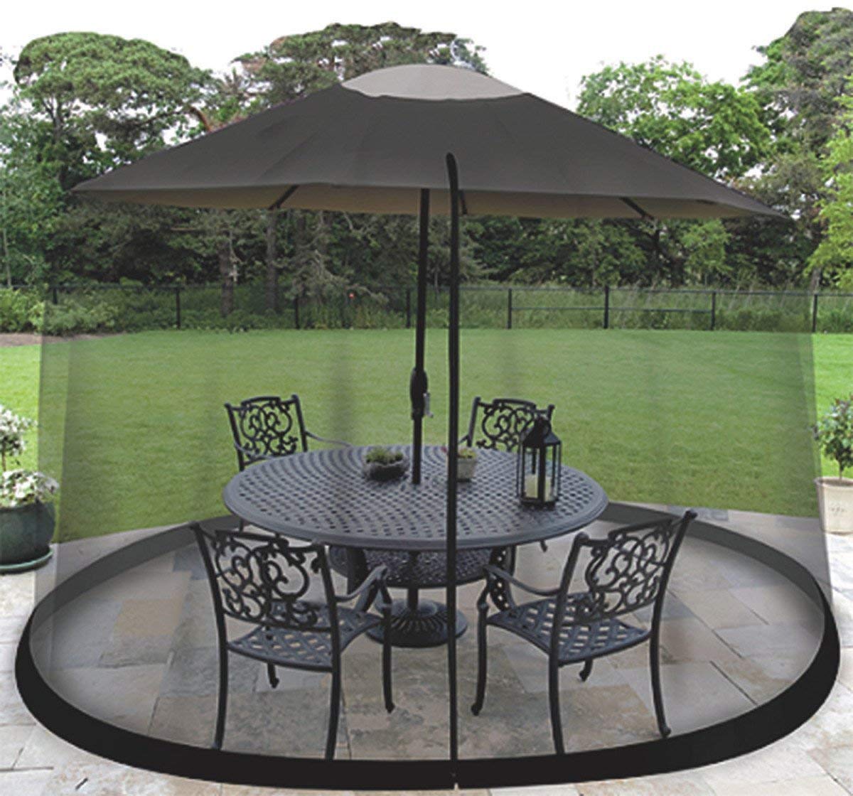 9" Mesh Black, Patio Umbrella, Bug Screen Mosquito Net, Canopy Curtains Adjustable Enclosure