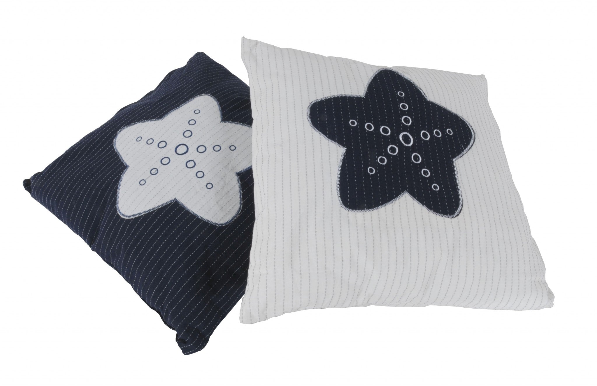 White Square Accent Pillow with  Nautical  Blue Star