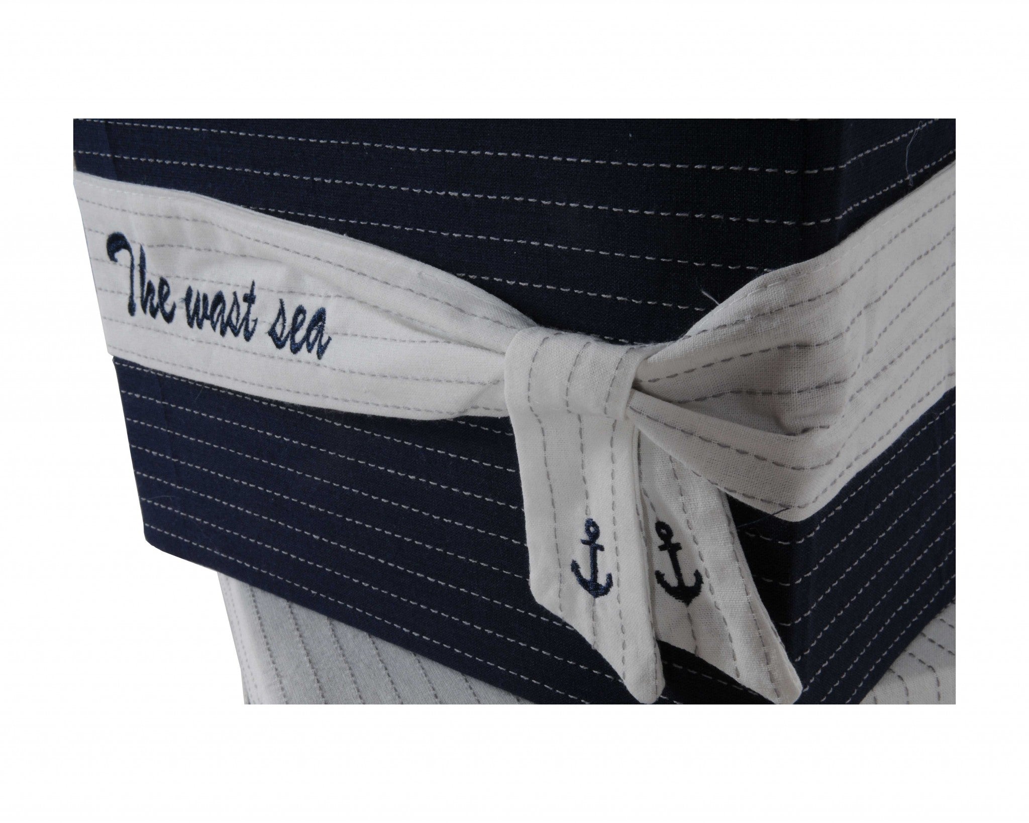 11.5" x 12" x 8.5" White, Blue, Fabric -Boxes With Cover Set of 3