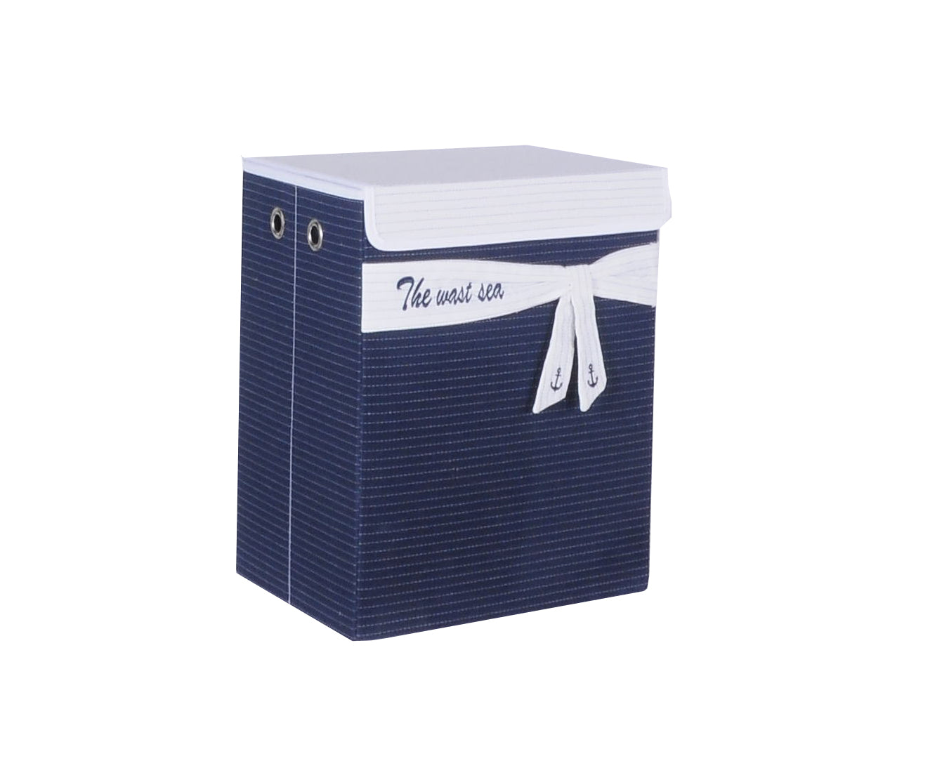 Foldable Navy Blue Fabric Lined Storage Basket