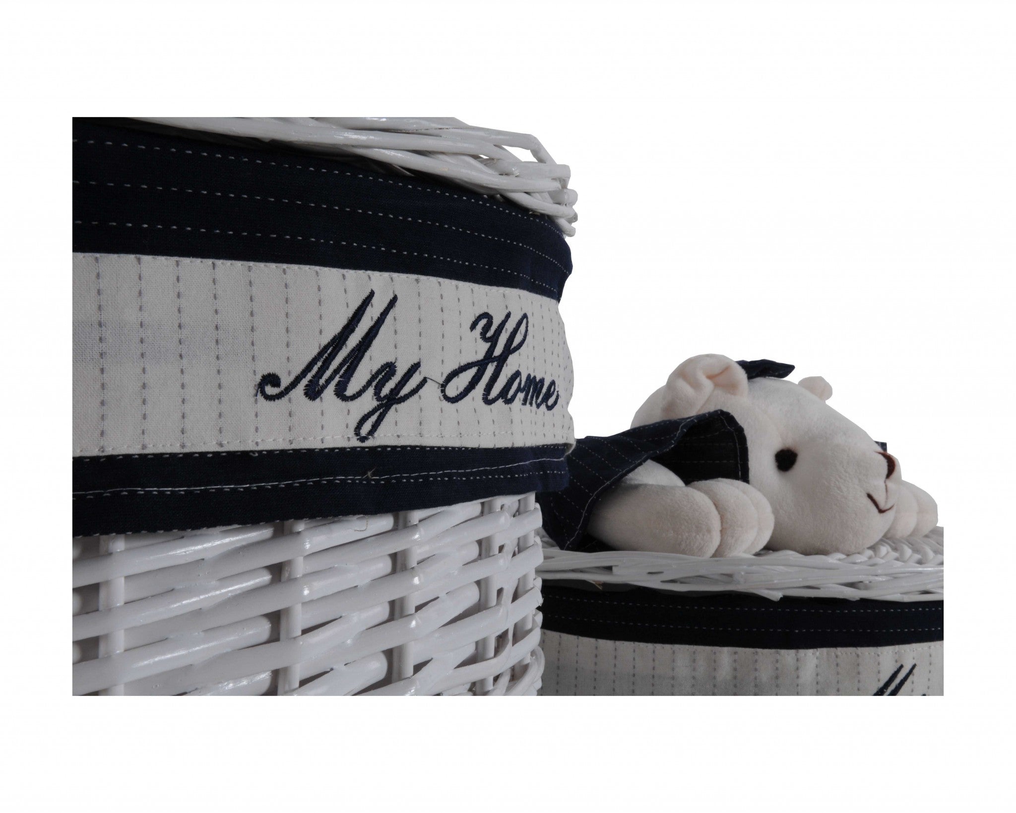 17.5" x 17.5" x 28" WhiteBlue OvalWillowBear DesignBasket Set of 4