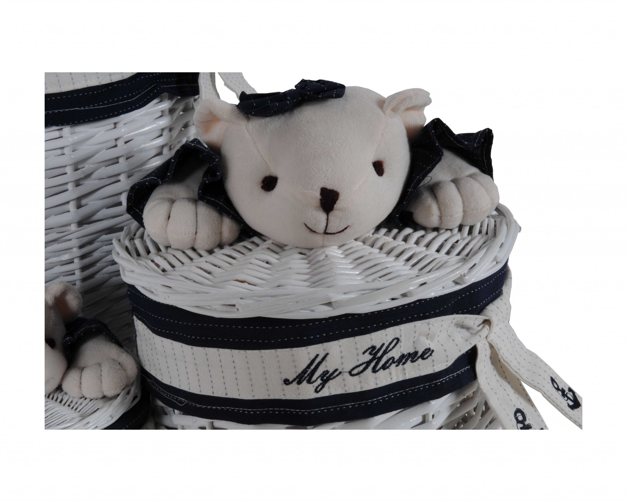 17.5" x 17.5" x 28" WhiteBlue OvalWillowBear DesignBasket Set of 4