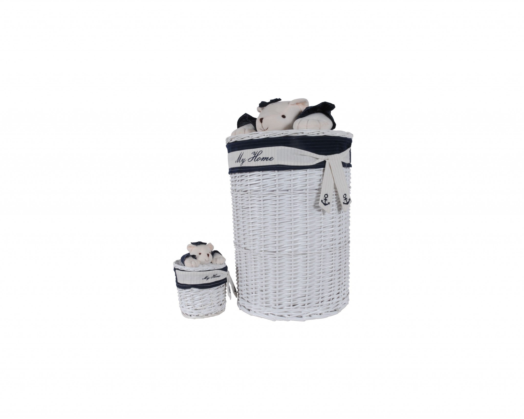 17.5" x 17.5" x 28" WhiteBlue OvalWillowBear DesignBasket Set of 4