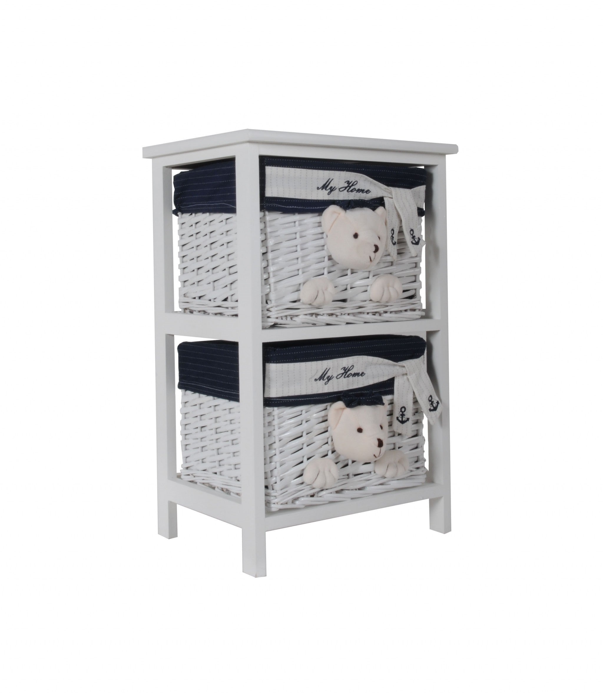 12.5" x 16" x 25" White, Blue - Portable 2 Drawers