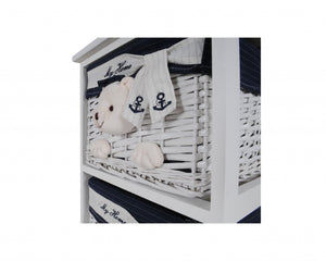 12.5" x 16" x 25" White, Blue - Portable 2 Drawers