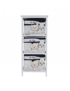 12.5" x 16" x 35.5" White, Blue - Portable 3 Drawers