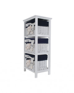 12.5" x 16" x 35.5" White, Blue - Portable 3 Drawers
