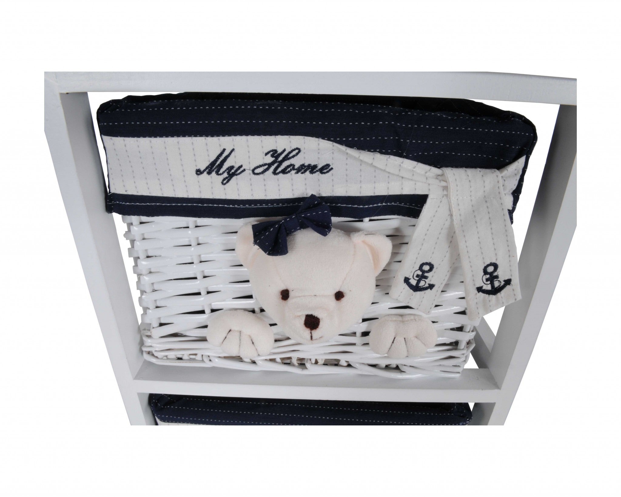12.5" x 16" x 35.5" White, Blue - Portable 3 Drawers