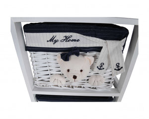 12.5" x 16" x 35.5" White, Blue - Portable 3 Drawers