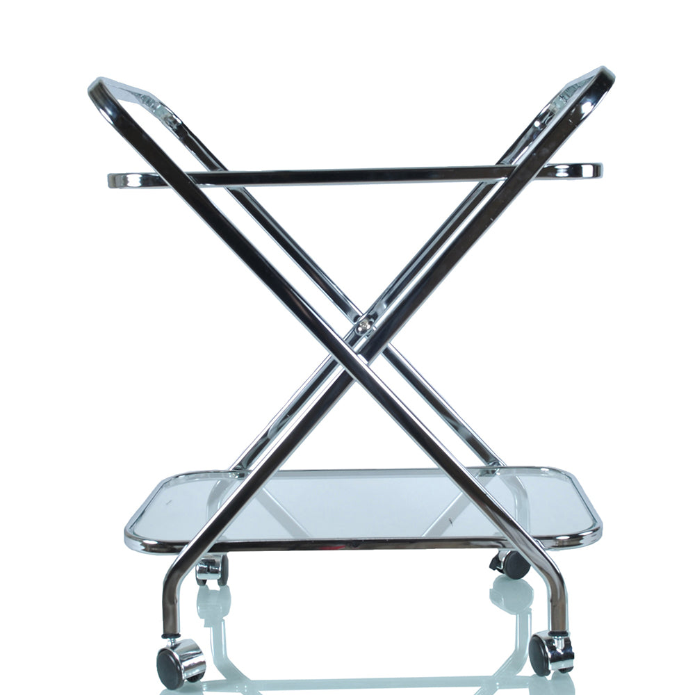 16.5" x 26.25" x 30.5" Chrome, X-Shape - Bar Cart