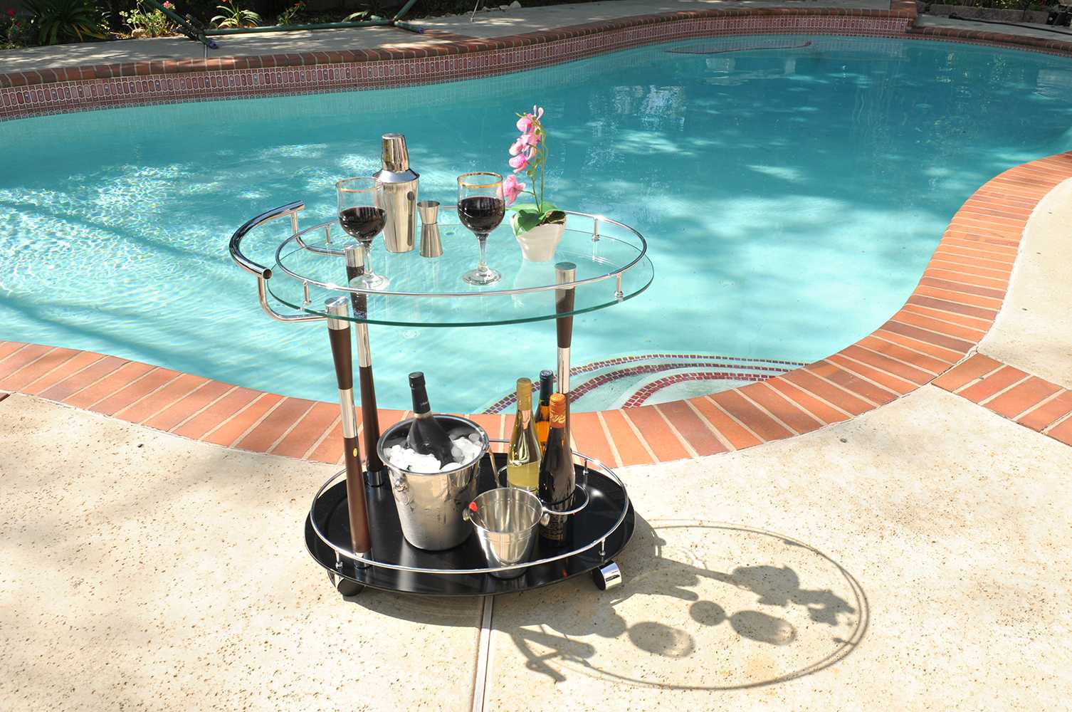 18.75" x 29.75" x 27.375" Chrome Serving Trolley