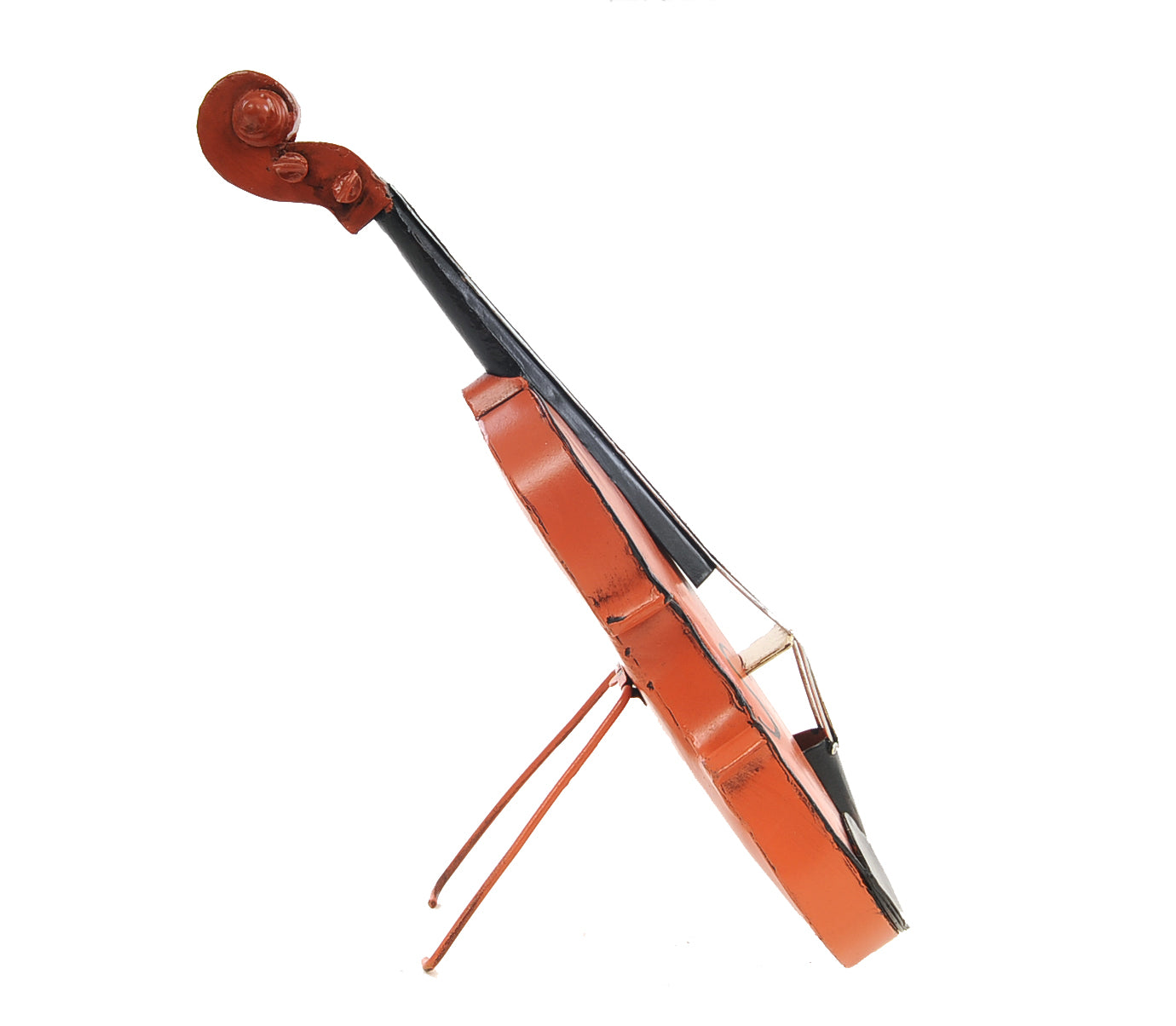 Vintage Look Orange Violin Sculpture