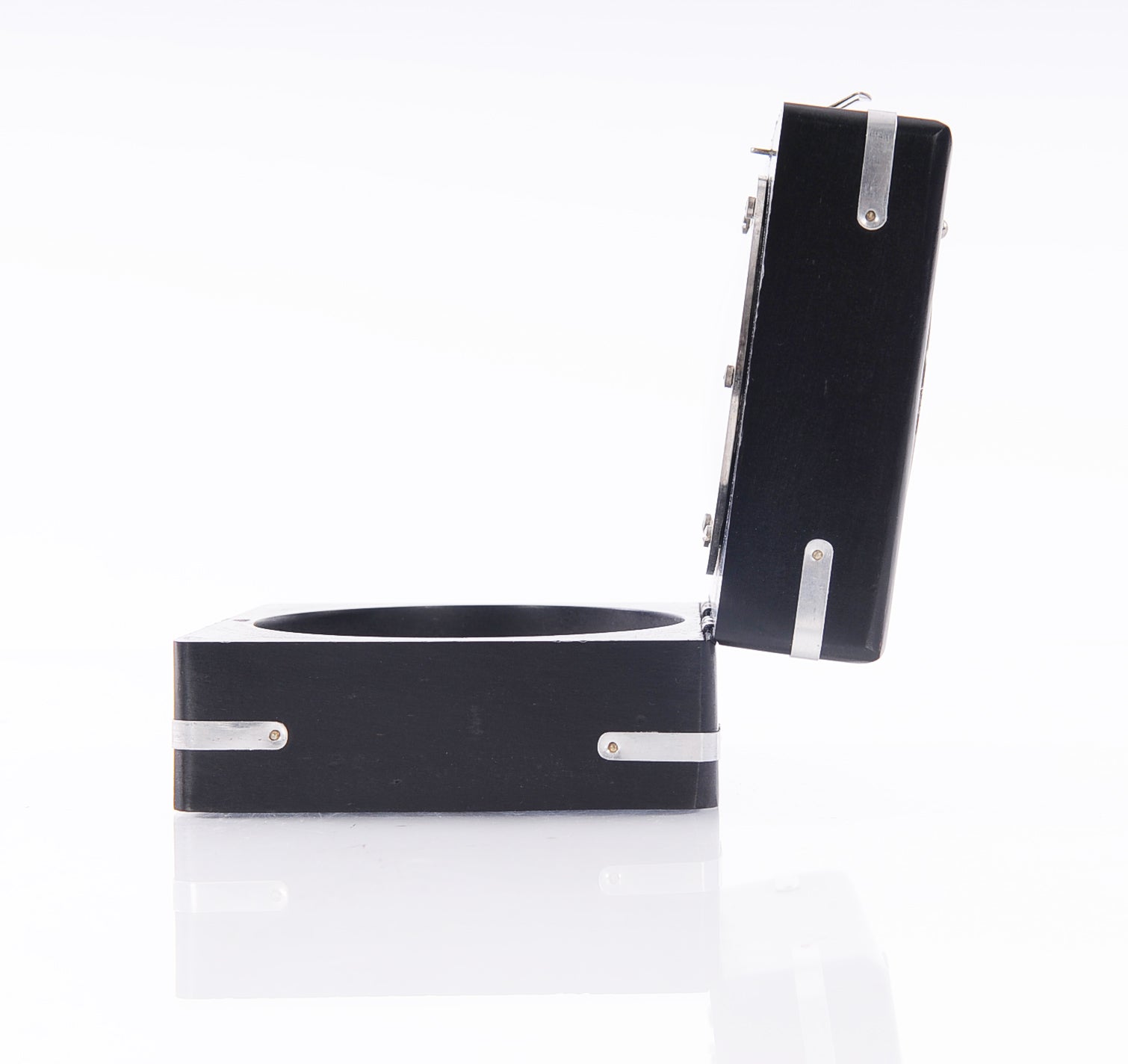 4.25" x 6" x 5.5" Brass Compass & Clock with Wooden Case