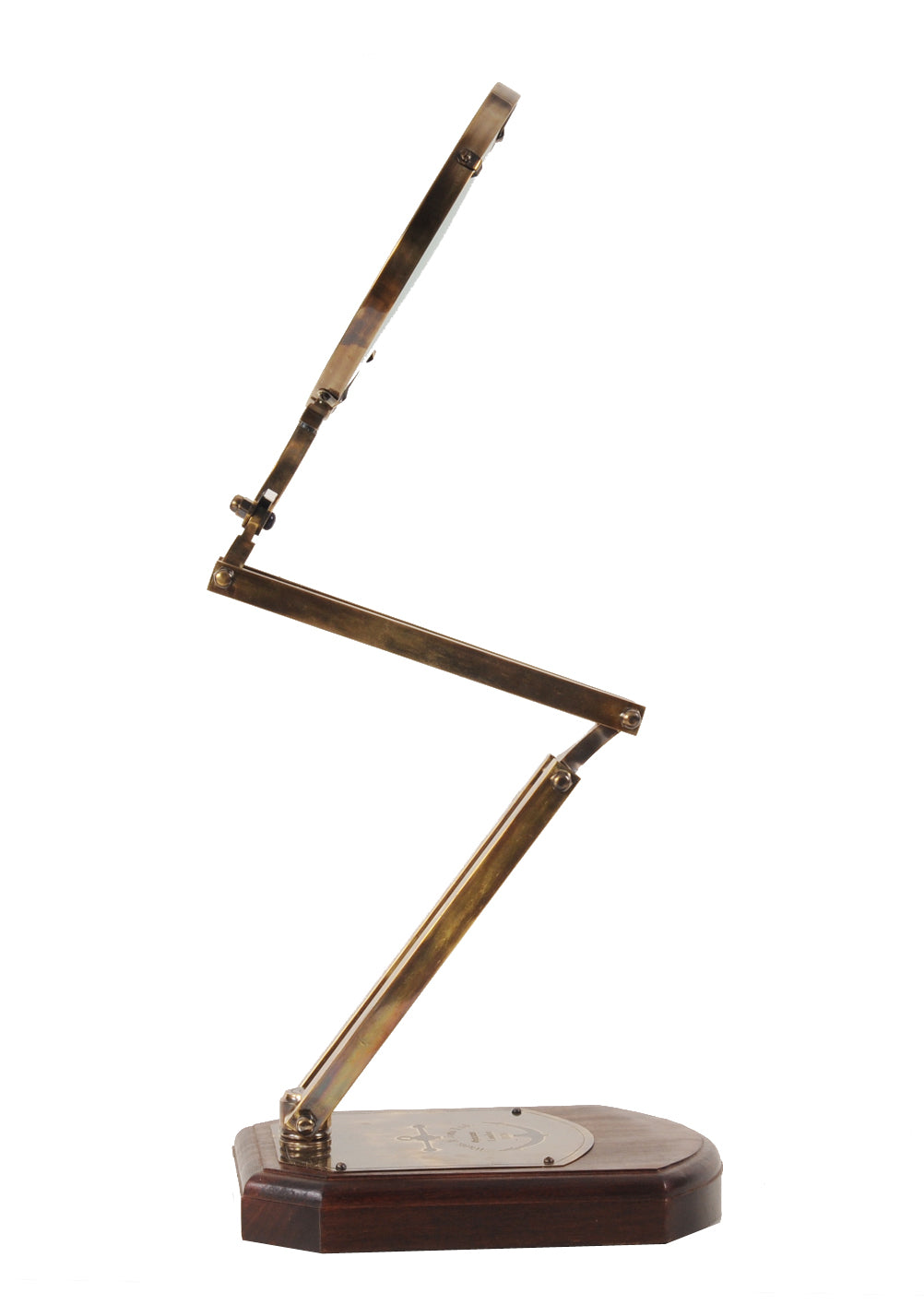 7.5" x 14.5" x 28" Brass Big Magnifier Glass With Wooden Base