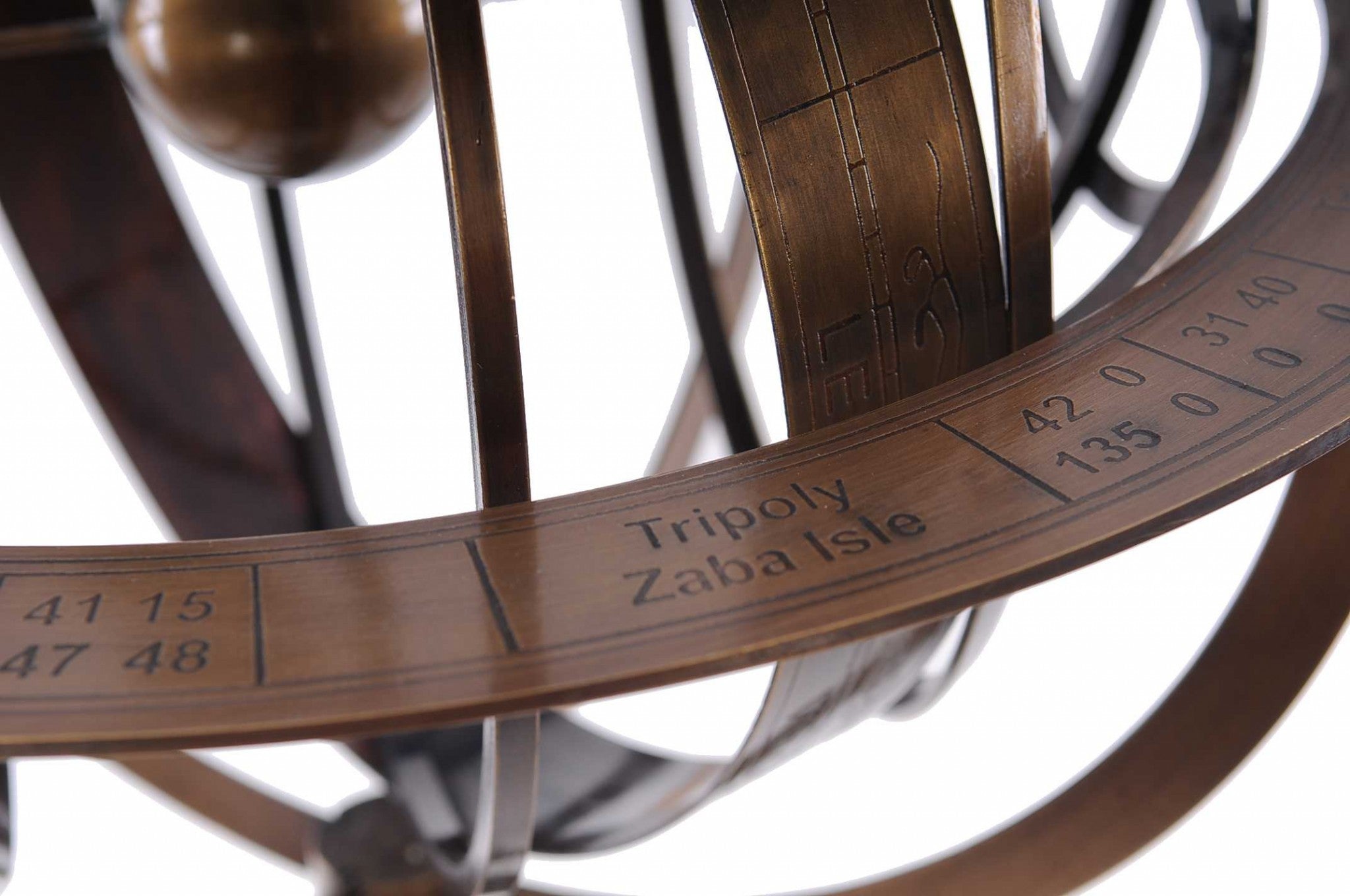 25" x 25" x 45.75" Brass Armillary With Wood Stand