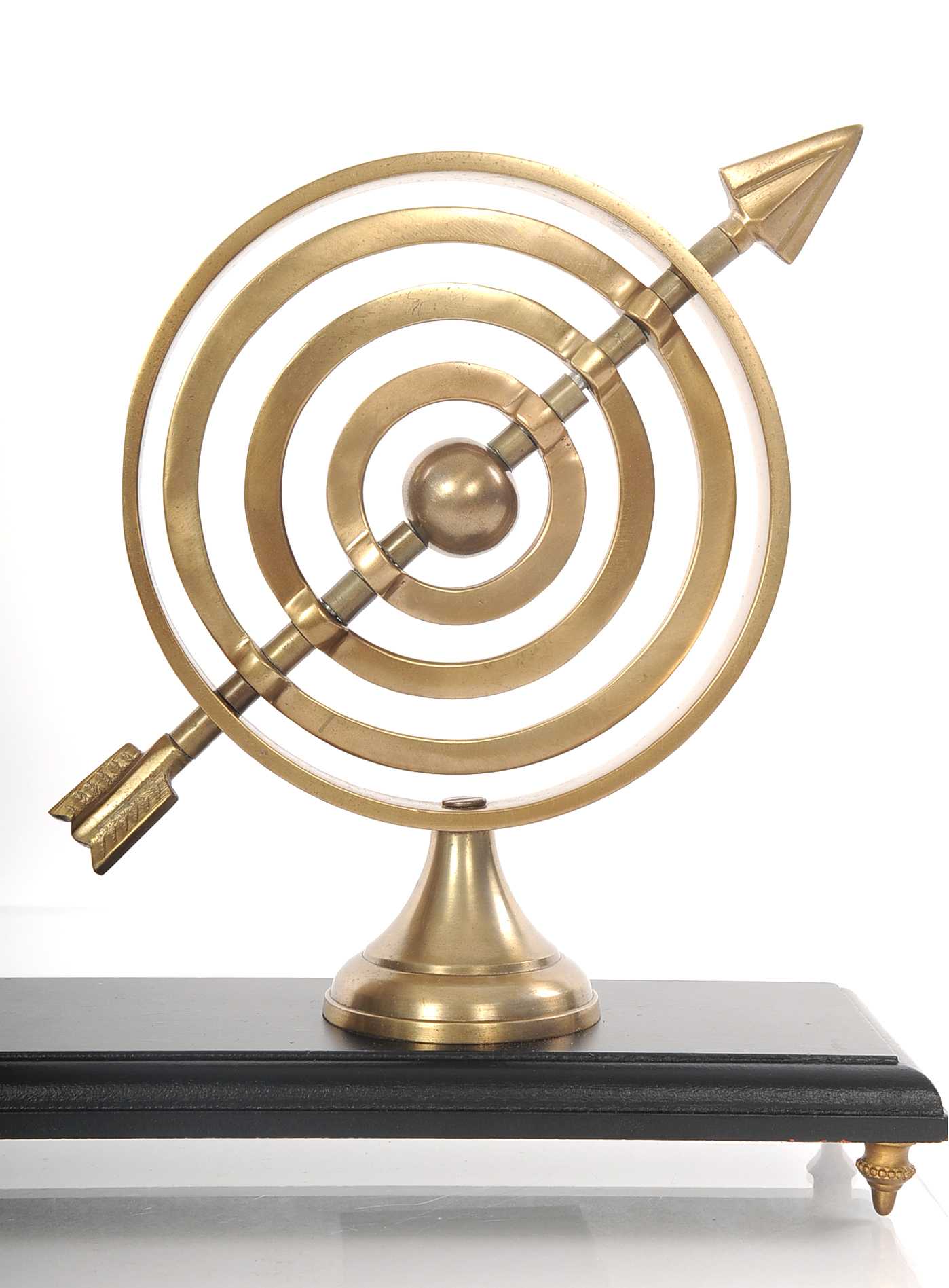 24" x 5.5" x 10.75" Armillery Clock & Globe On Wood Base