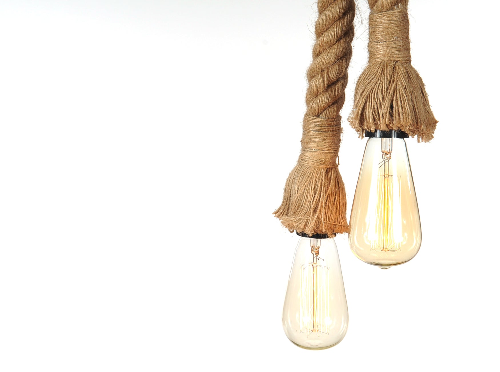 7" x 7" x 43" Rope, Two Bulbs - Pendant Lamp