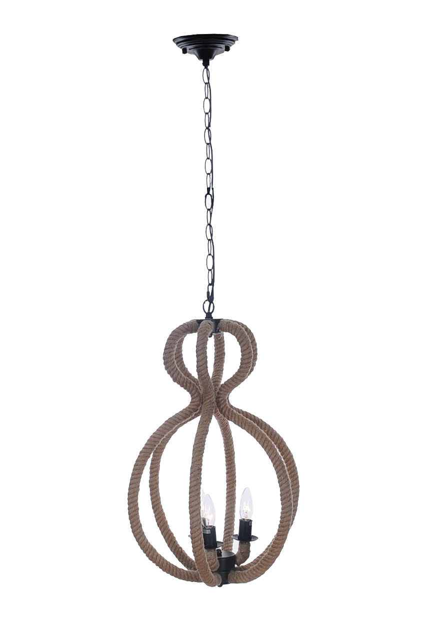 15" x 15" x 47.5" 3 Bulbs,Rope - Pendant Lamp