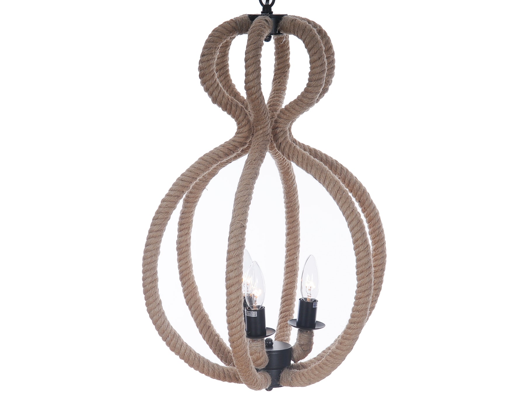 15" x 15" x 47.5" 3 Bulbs,Rope - Pendant Lamp