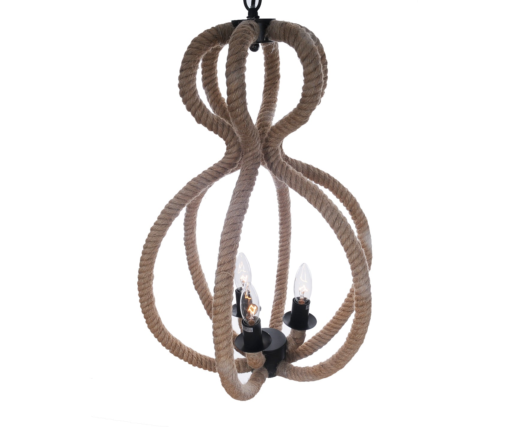 15" x 15" x 47.5" 3 Bulbs,Rope - Pendant Lamp
